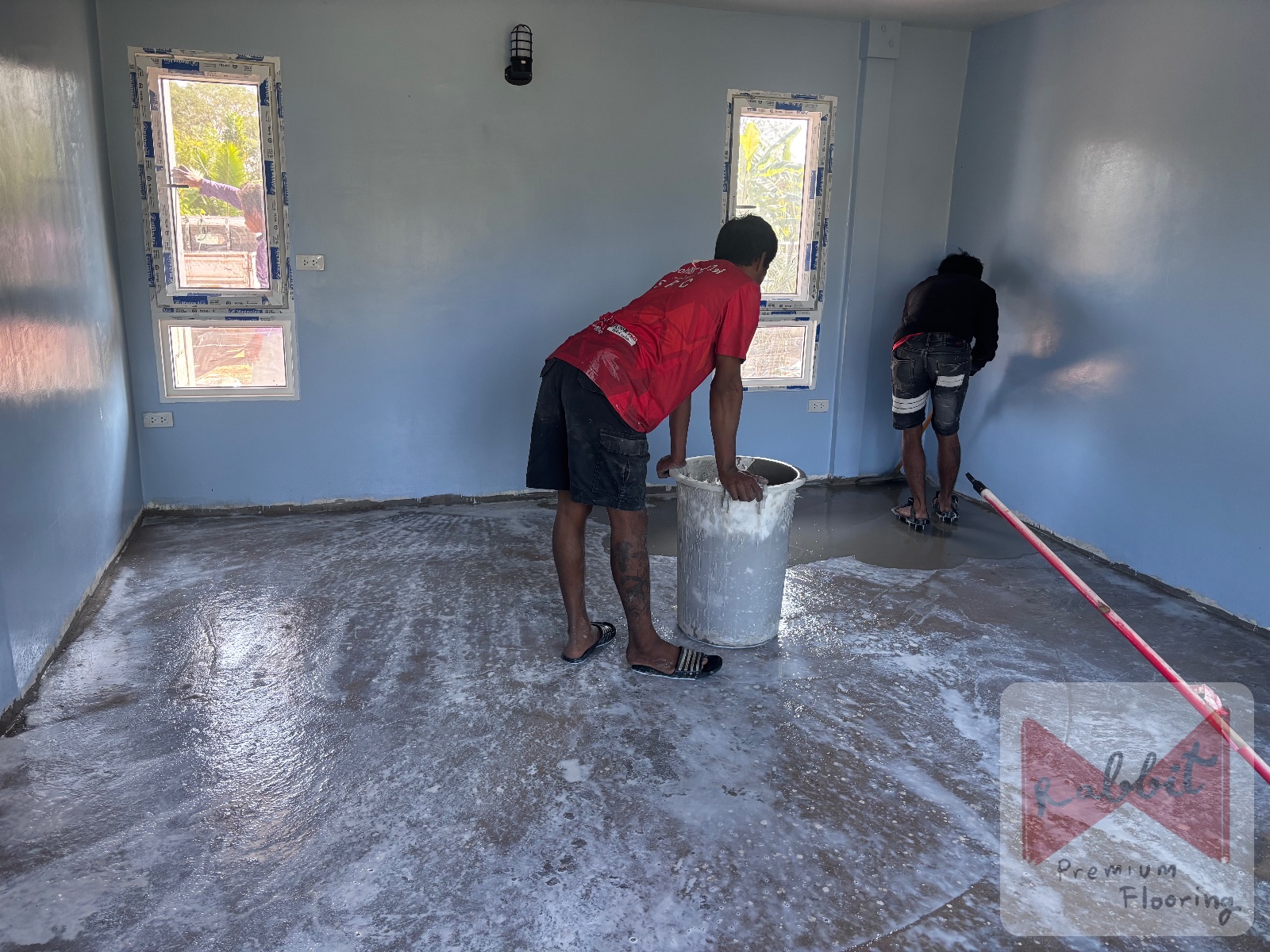 Job-area งานปรับพื้นแบบเทปูนไหล(3-5mm)